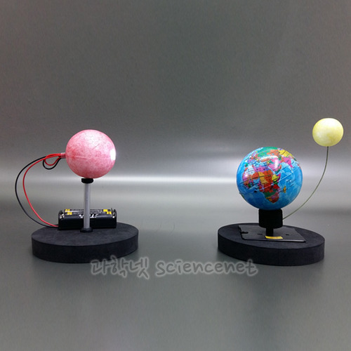 지구와달의운동모형만들기B형(LED) (삼구의-지구,달,태양)-자동회전식 지구와달의운동변화/UB
